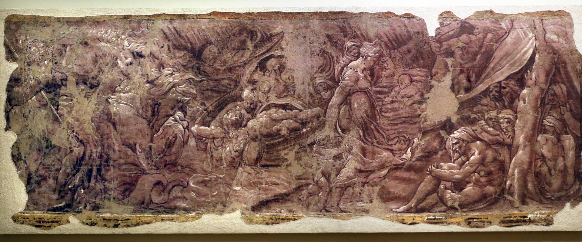 Leolio orsi, frammenti di affreschi dalla rocca di novellara, 1546 ca., scena di diluvio con deucalione e pirra 02 foto di Sailko